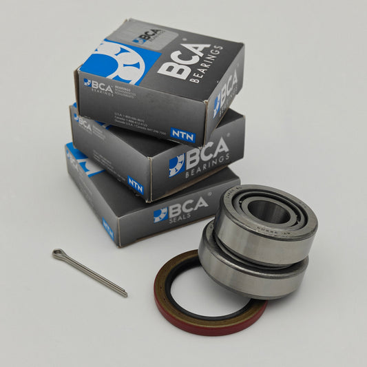 BCA bearings and packaging on a gray background